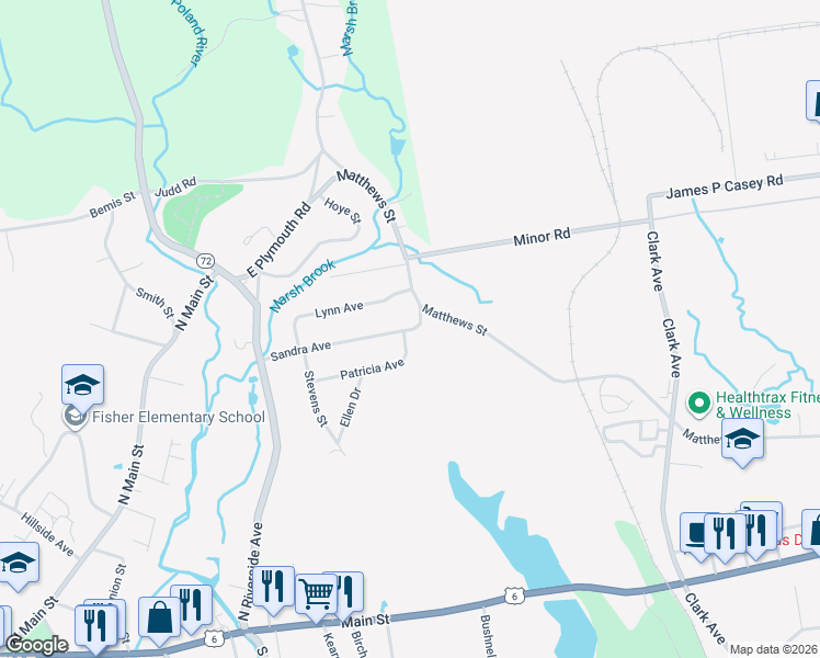 map of restaurants, bars, coffee shops, grocery stores, and more near 29 Sandra Ave in Plymouth