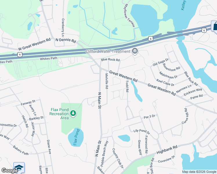 map of restaurants, bars, coffee shops, grocery stores, and more near 30 Melville Road in Yarmouth