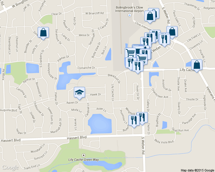 map of restaurants, bars, coffee shops, grocery stores, and more near 475 Pheasant Chase Drive in Bolingbrook