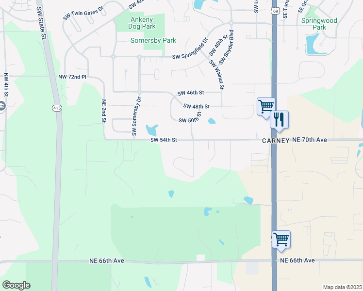 map of restaurants, bars, coffee shops, grocery stores, and more near 681 Northeast 70th Avenue in Ankeny
