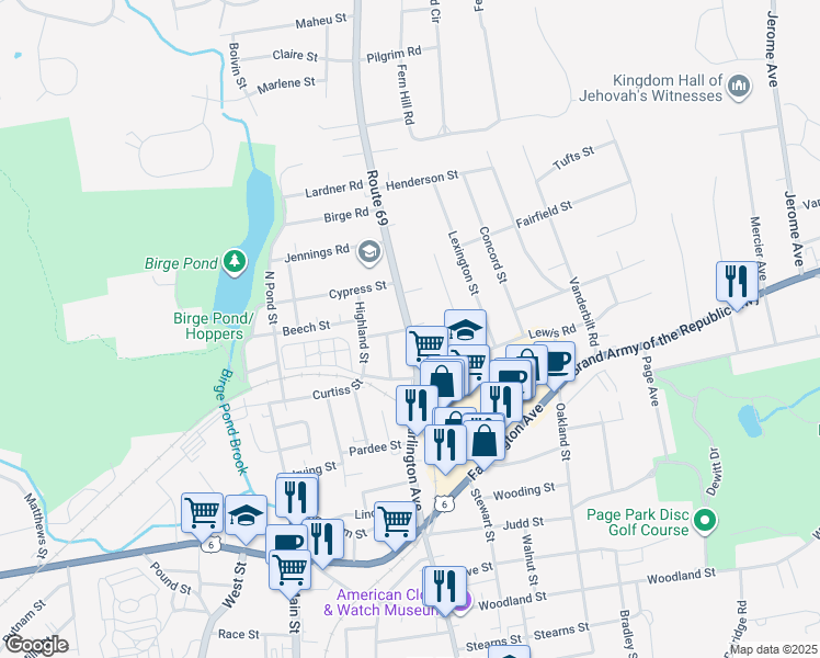 map of restaurants, bars, coffee shops, grocery stores, and more near 198 Burlington Avenue in Bristol
