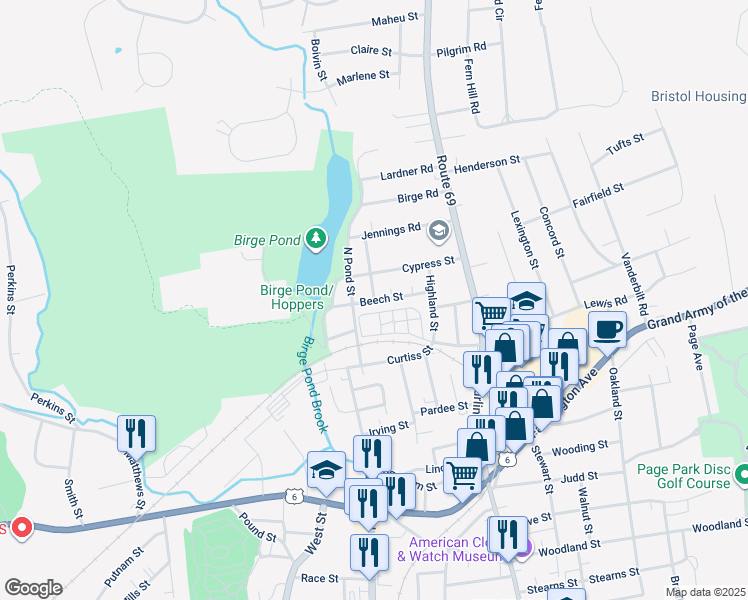 map of restaurants, bars, coffee shops, grocery stores, and more near 72 Beech Street in Bristol
