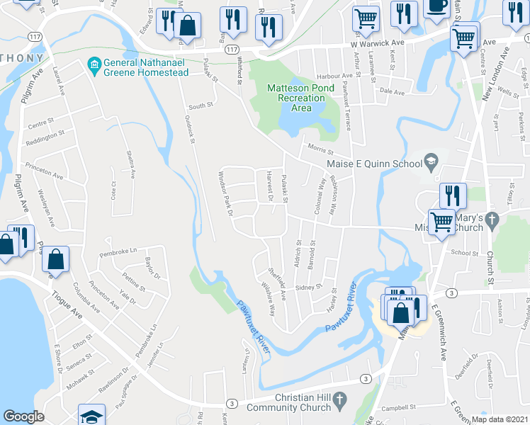 map of restaurants, bars, coffee shops, grocery stores, and more near 1 Sophia's Way in Coventry