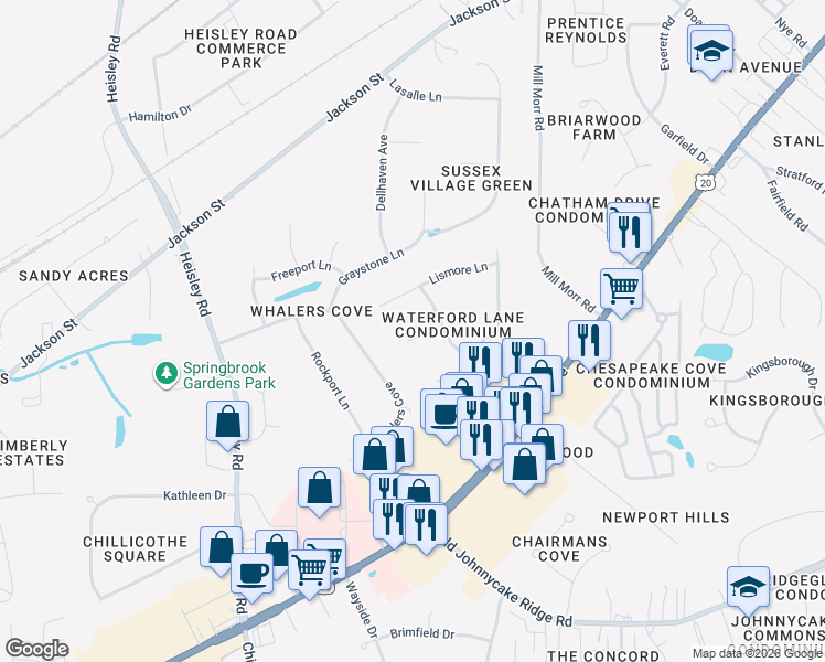 map of restaurants, bars, coffee shops, grocery stores, and more near 9565 Tipperary Lane in Mentor