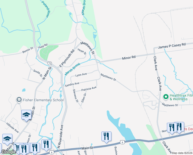 map of restaurants, bars, coffee shops, grocery stores, and more near 29 Sandra Avenue in Plymouth