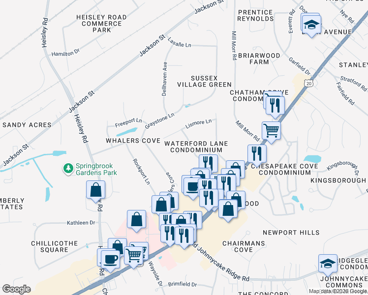 map of restaurants, bars, coffee shops, grocery stores, and more near 9565 Tipperary Lane in Mentor