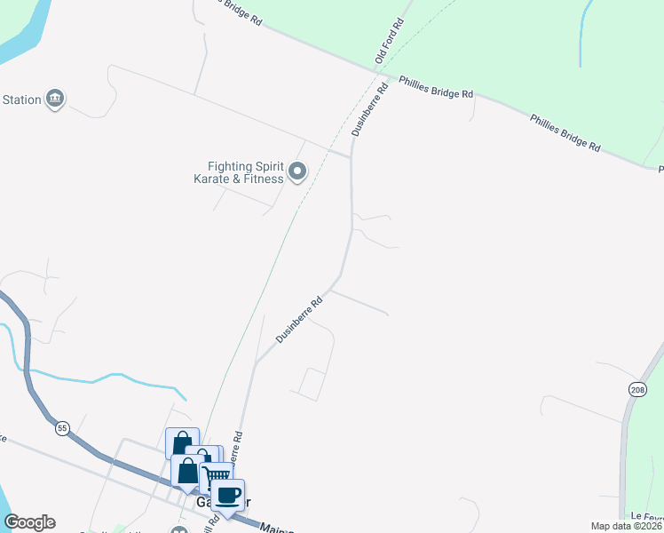 map of restaurants, bars, coffee shops, grocery stores, and more near 117 Dusinberre Road in Gardiner