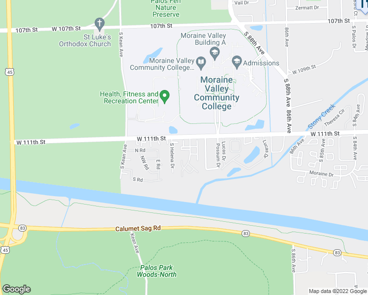 map of restaurants, bars, coffee shops, grocery stores, and more near 11107 Heritage Drive in Palos Hills