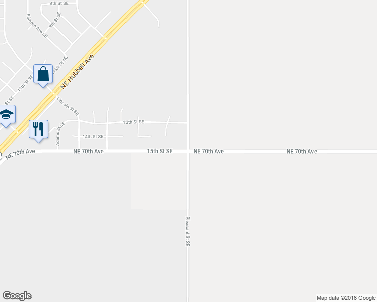 map of restaurants, bars, coffee shops, grocery stores, and more near Northeast 70th Avenue in Bondurant