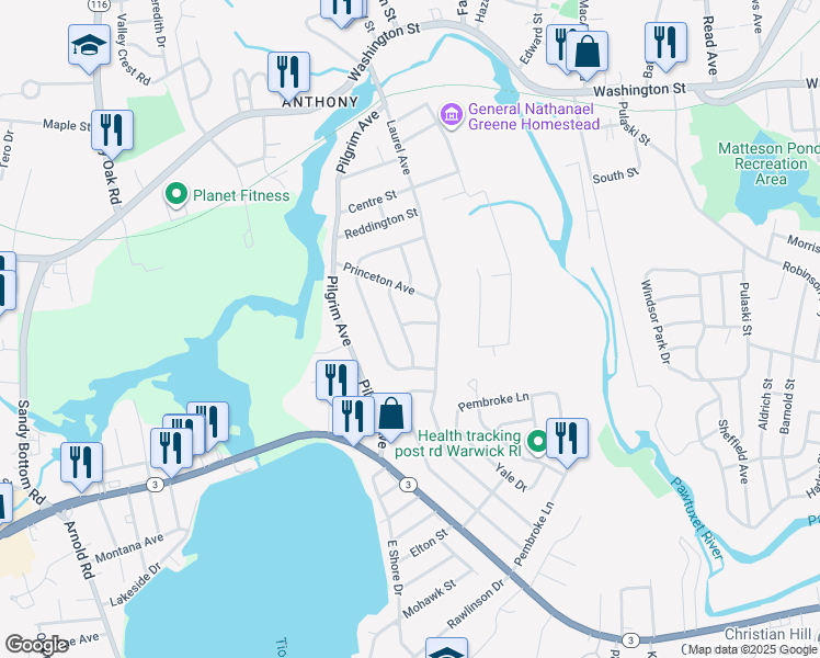 map of restaurants, bars, coffee shops, grocery stores, and more near 5 Vanderbilt Terrace in Coventry