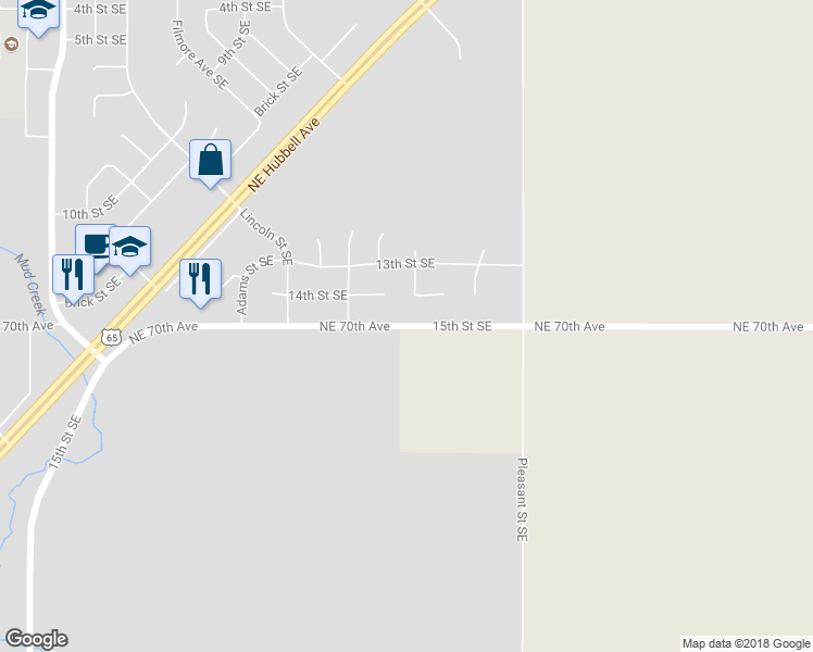 map of restaurants, bars, coffee shops, grocery stores, and more near 7766 15th Street Southeast in Bondurant