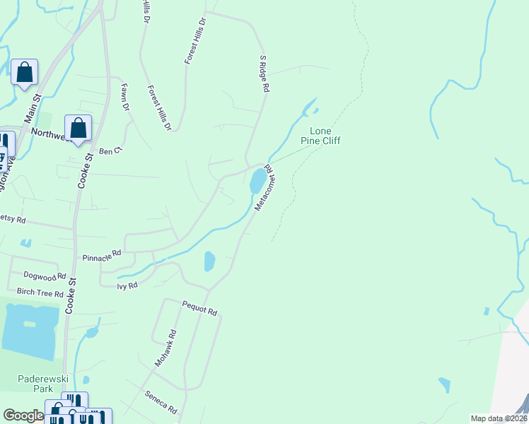 map of restaurants, bars, coffee shops, grocery stores, and more near 94 Metacomet Road in Plainville