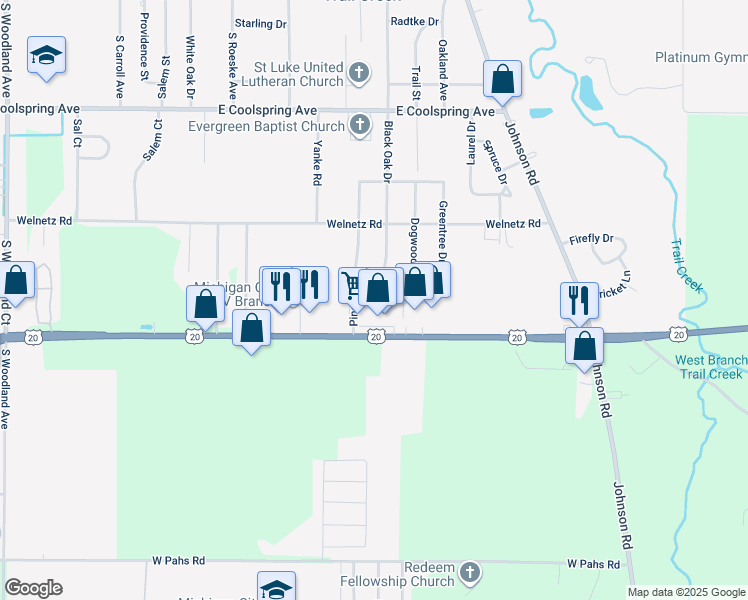 map of restaurants, bars, coffee shops, grocery stores, and more near 2010 U.S. 20 in Michigan City