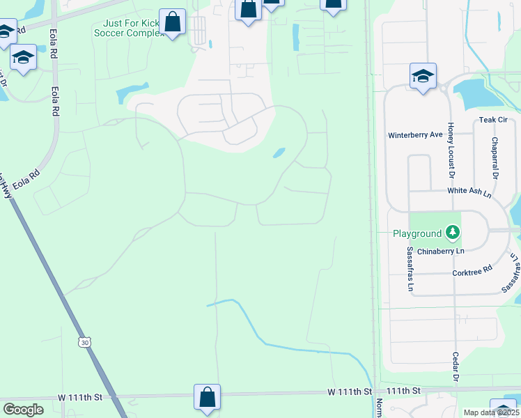 map of restaurants, bars, coffee shops, grocery stores, and more near Shumard Lane in Naperville