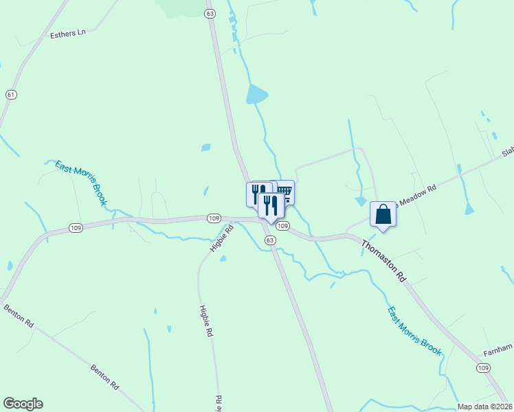 map of restaurants, bars, coffee shops, grocery stores, and more near 16 Litchfield Road in Morris