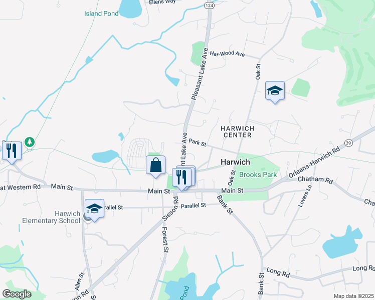 map of restaurants, bars, coffee shops, grocery stores, and more near 47 Pleasant Lake Avenue in Harwich