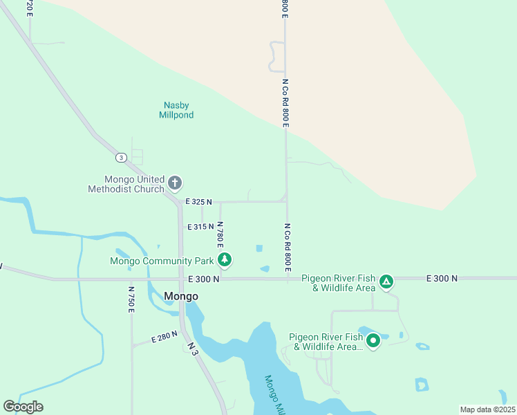 map of restaurants, bars, coffee shops, grocery stores, and more near 7890 East 325 North in Howe
