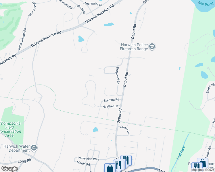 map of restaurants, bars, coffee shops, grocery stores, and more near 11 Gomes Way in Harwich