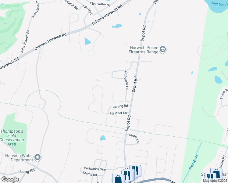 map of restaurants, bars, coffee shops, grocery stores, and more near 8 Gomes Way in Harwich