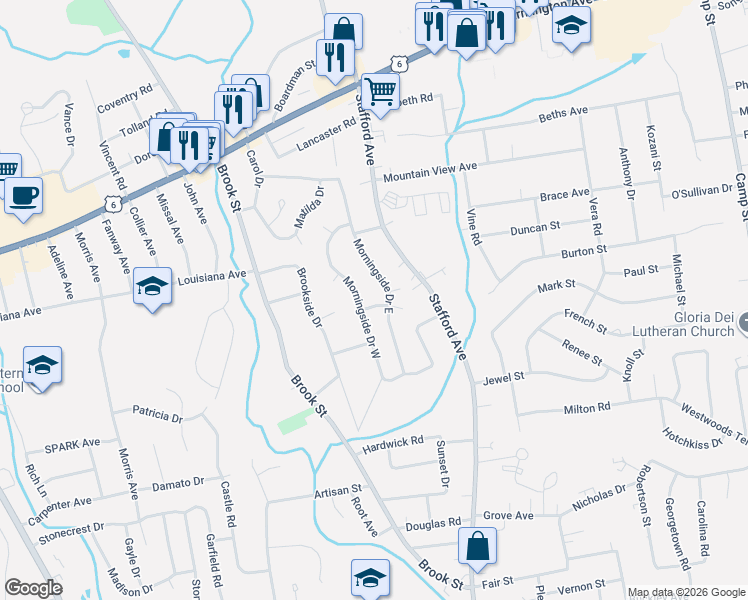map of restaurants, bars, coffee shops, grocery stores, and more near 188 Morningside Drive East in Bristol