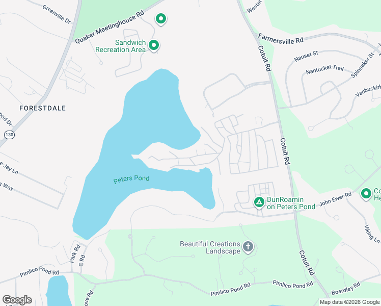 map of restaurants, bars, coffee shops, grocery stores, and more near 185 Cotuit Road in Sandwich