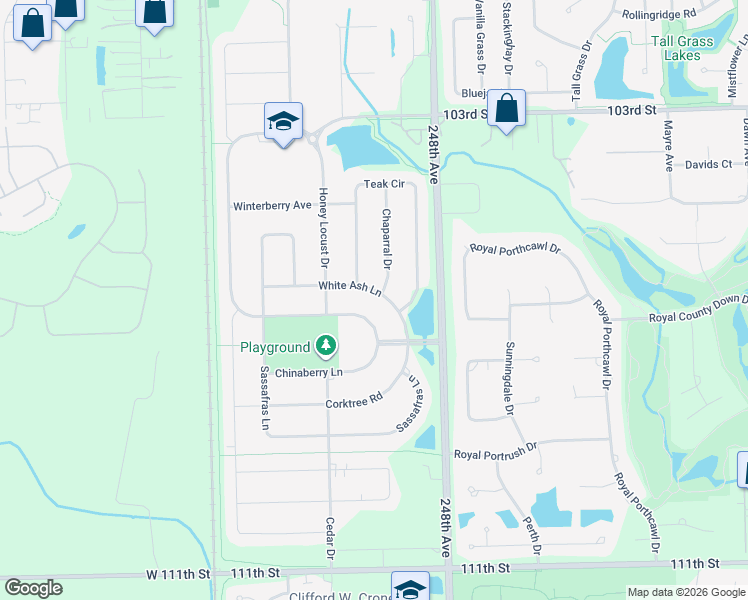 map of restaurants, bars, coffee shops, grocery stores, and more near 4423 White Ash Lane in Naperville