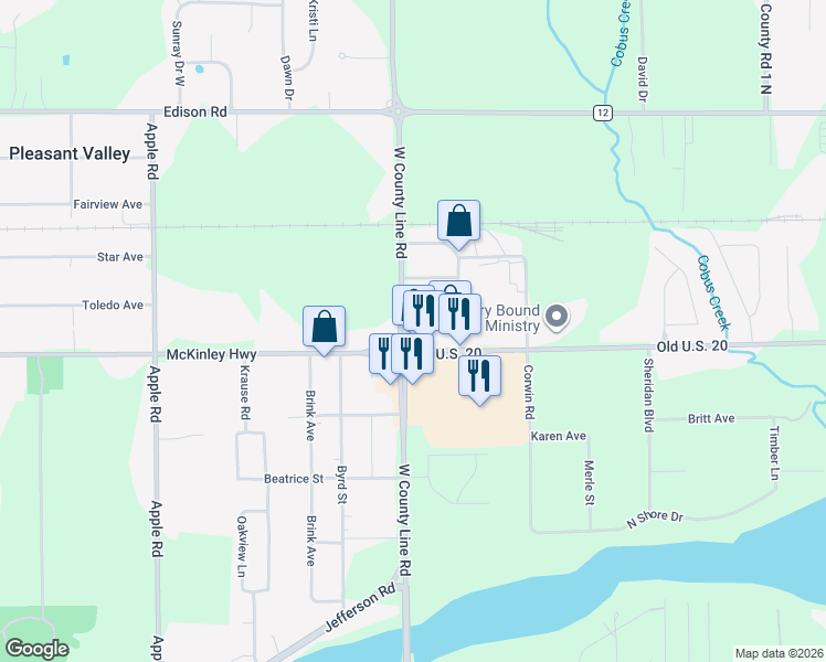 map of restaurants, bars, coffee shops, grocery stores, and more near 55428 Ash Road in Osceola