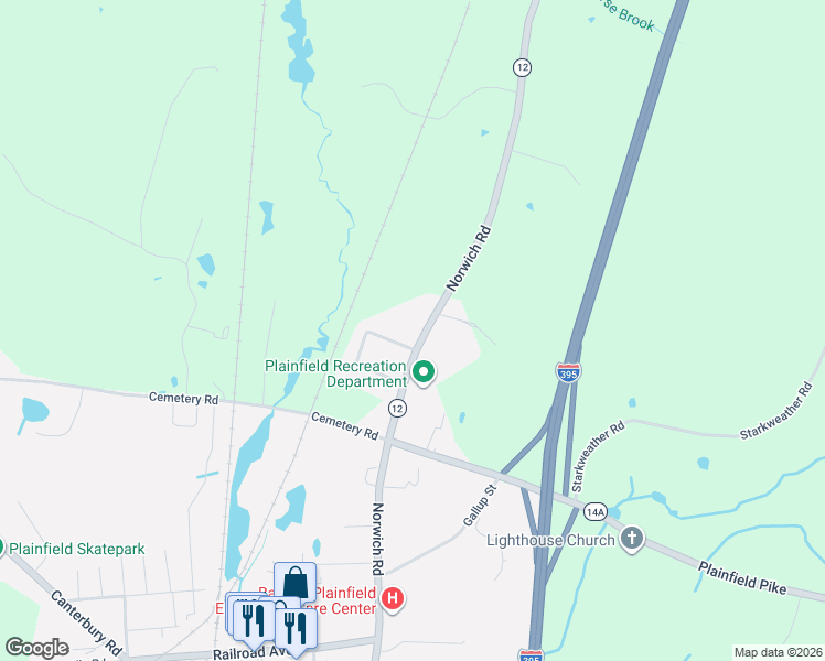 map of restaurants, bars, coffee shops, grocery stores, and more near 461 Norwich Road in Plainfield