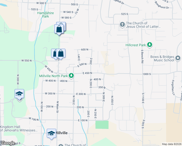 map of restaurants, bars, coffee shops, grocery stores, and more near 158 East 450 North in Providence