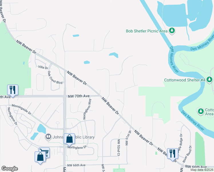 map of restaurants, bars, coffee shops, grocery stores, and more near 7040 Forest Drive in Johnston