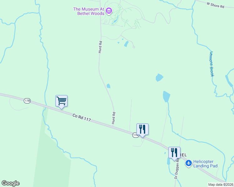 map of restaurants, bars, coffee shops, grocery stores, and more near 46 Hurd Road in Swan Lake