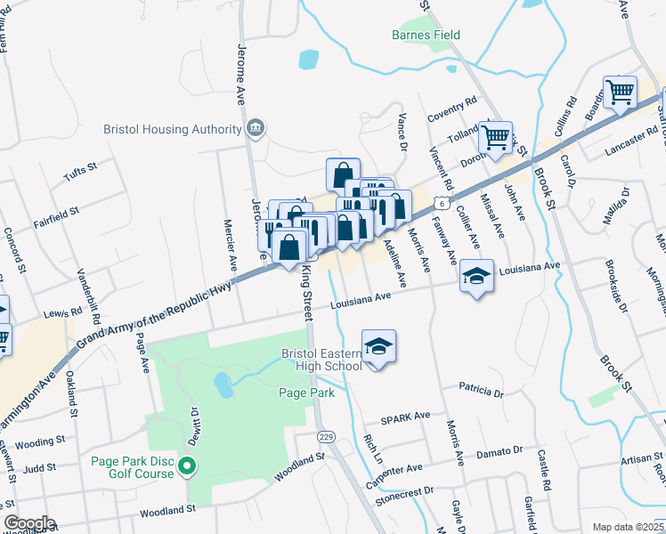 map of restaurants, bars, coffee shops, grocery stores, and more near 30 Dallas Avenue in Bristol