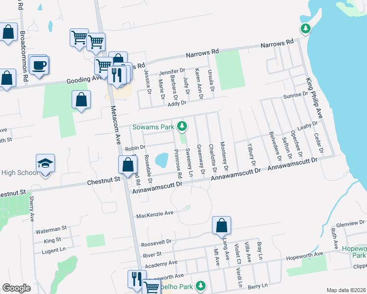 map of restaurants, bars, coffee shops, grocery stores, and more near 23 Sweeney Lane in Bristol