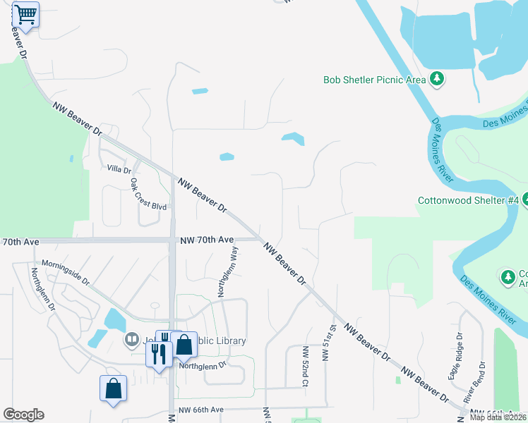 map of restaurants, bars, coffee shops, grocery stores, and more near 7040 Forest Drive in Johnston