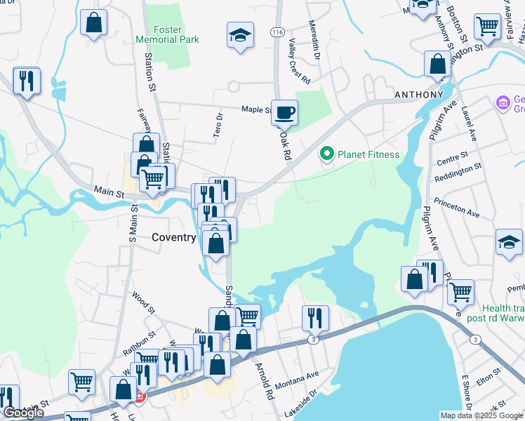 map of restaurants, bars, coffee shops, grocery stores, and more near 10 Whipple Court in Coventry