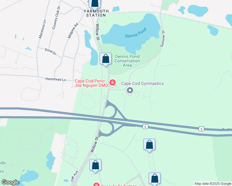 map of restaurants, bars, coffee shops, grocery stores, and more near 290 Summer Street in Yarmouth