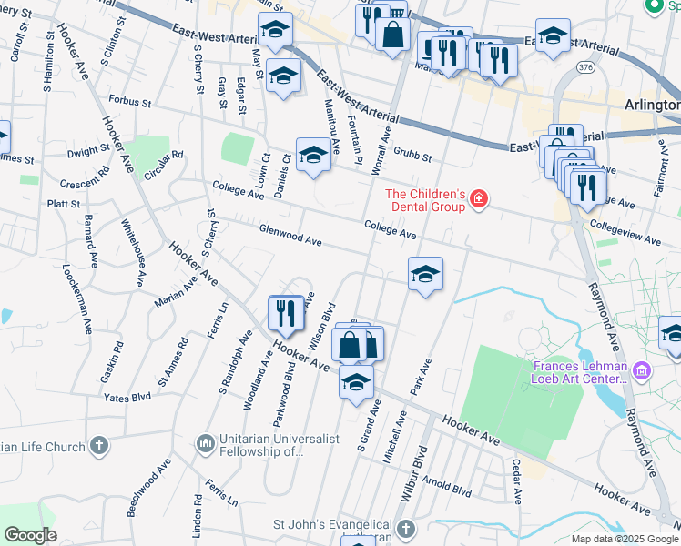 map of restaurants, bars, coffee shops, grocery stores, and more near 36 Meyer Avenue in Poughkeepsie