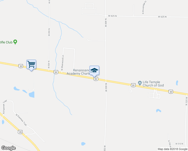 map of restaurants, bars, coffee shops, grocery stores, and more near 4093 U.S. 20 in La Porte