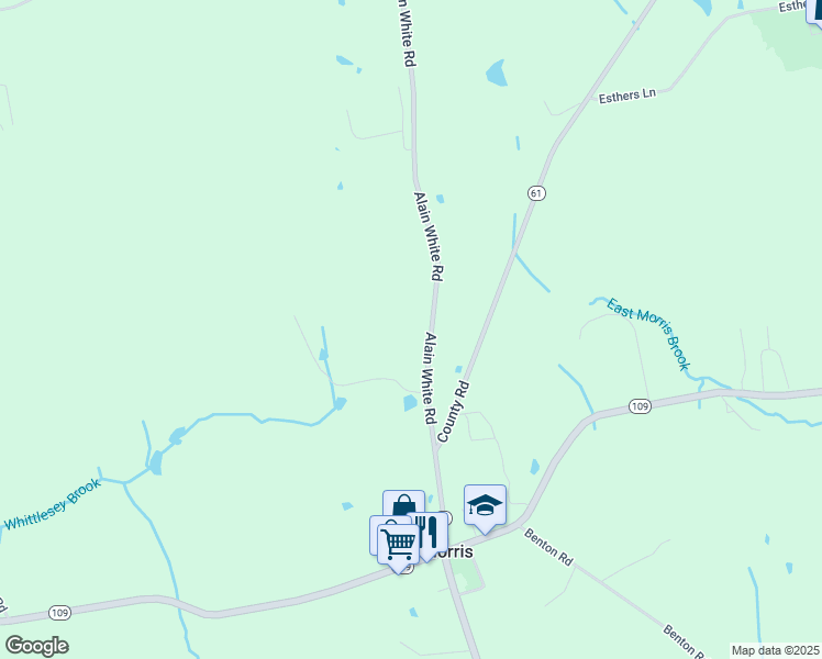map of restaurants, bars, coffee shops, grocery stores, and more near 53 Alain White Road in Morris