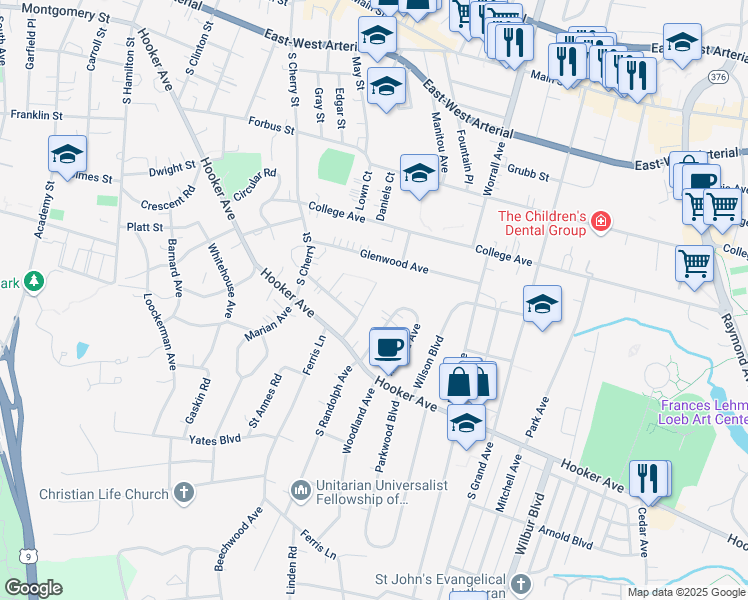map of restaurants, bars, coffee shops, grocery stores, and more near 22 Beechwood Terrace in Poughkeepsie