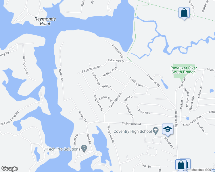 map of restaurants, bars, coffee shops, grocery stores, and more near 13 Giblin Lane in Coventry