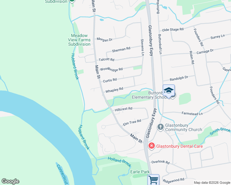 map of restaurants, bars, coffee shops, grocery stores, and more near 36 Whapley Road in Glastonbury