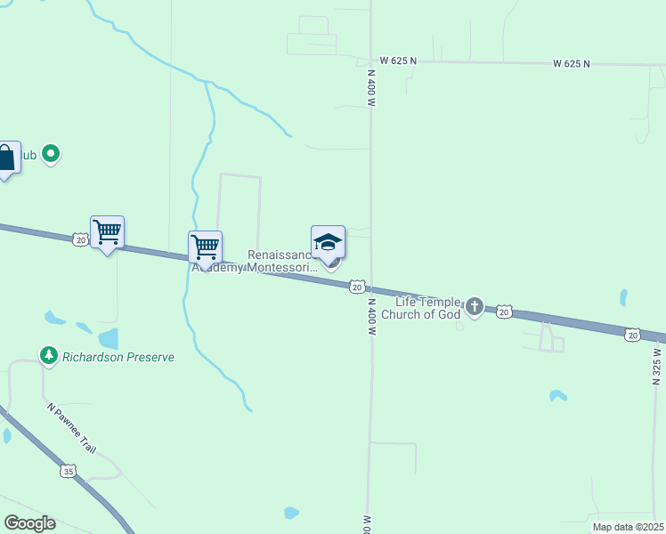 map of restaurants, bars, coffee shops, grocery stores, and more near 4093 U.S. 20 in La Porte