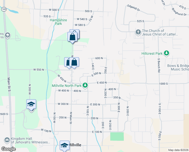 map of restaurants, bars, coffee shops, grocery stores, and more near 142 East 500 North in Providence