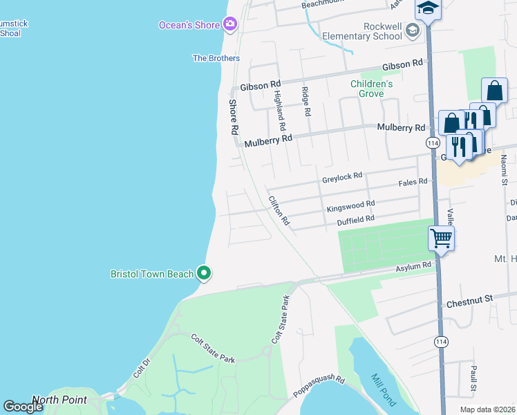 map of restaurants, bars, coffee shops, grocery stores, and more near 34 Loring Road in Bristol