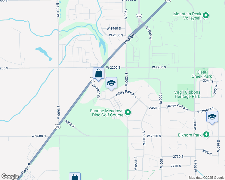 map of restaurants, bars, coffee shops, grocery stores, and more near 1275 West 2350 South in Logan