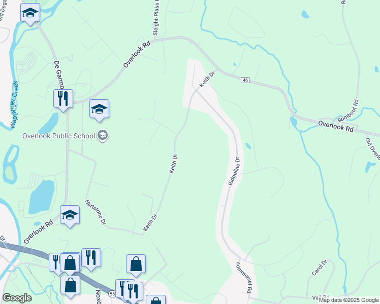 map of restaurants, bars, coffee shops, grocery stores, and more near 81 Keith Drive in Poughkeepsie