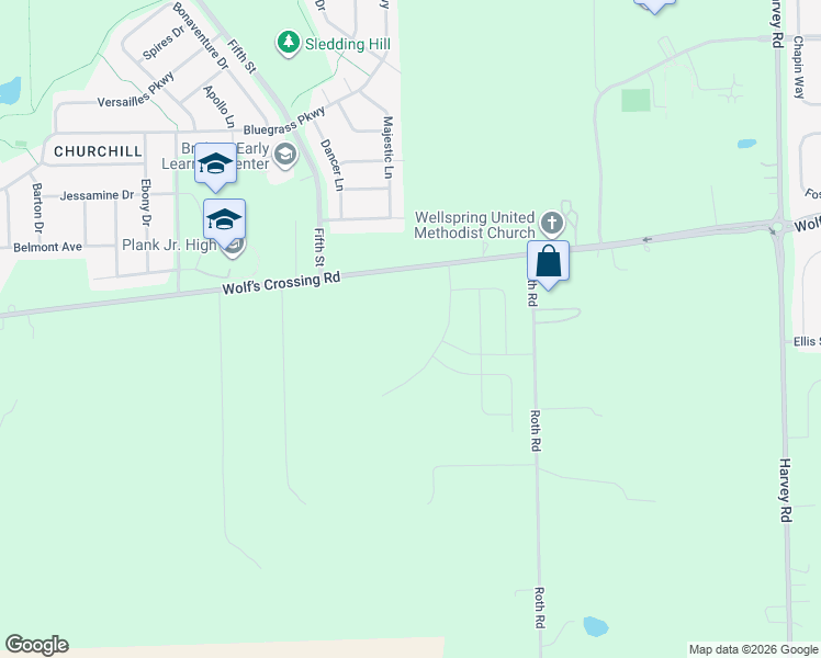 map of restaurants, bars, coffee shops, grocery stores, and more near 1405 Wolf Road in Oswego