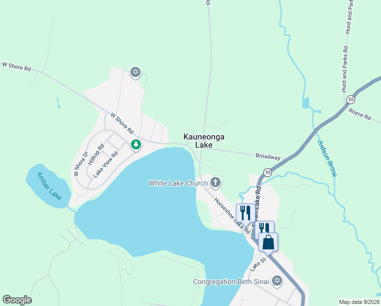 map of restaurants, bars, coffee shops, grocery stores, and more near 13 West Shore Road in Swan Lake
