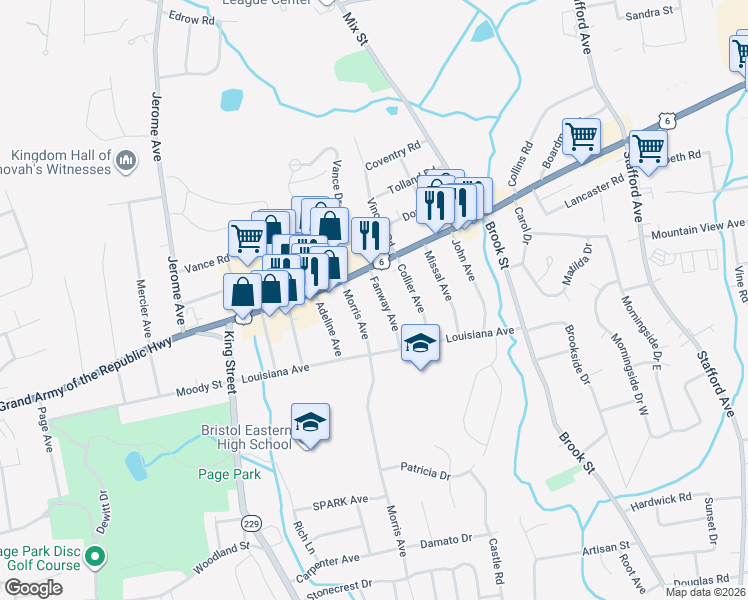 map of restaurants, bars, coffee shops, grocery stores, and more near 20 Fanway Avenue in Bristol